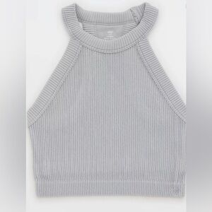 NWT Aerie Superchill Seamless High Neck Bra Top size Large gray